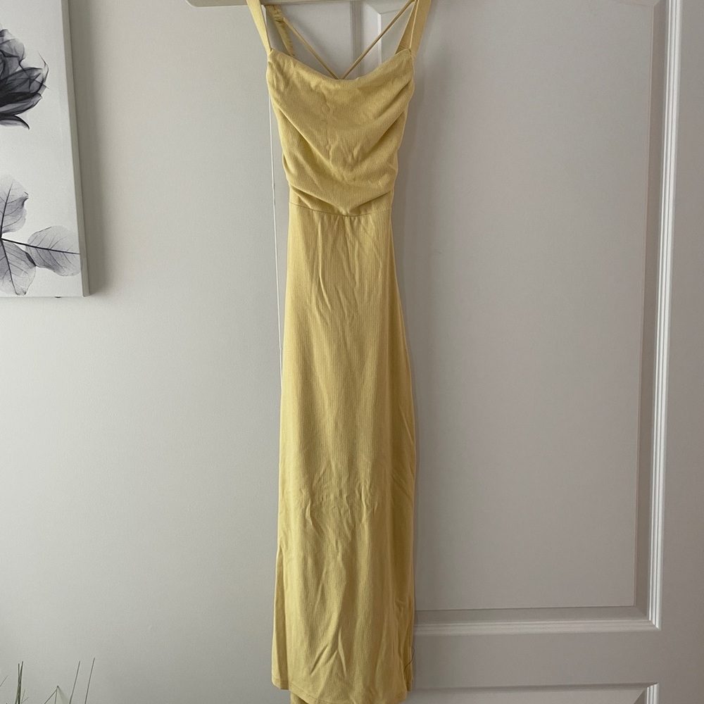 Selfie Leslie Yellow Cowl Neck Midi Dress
